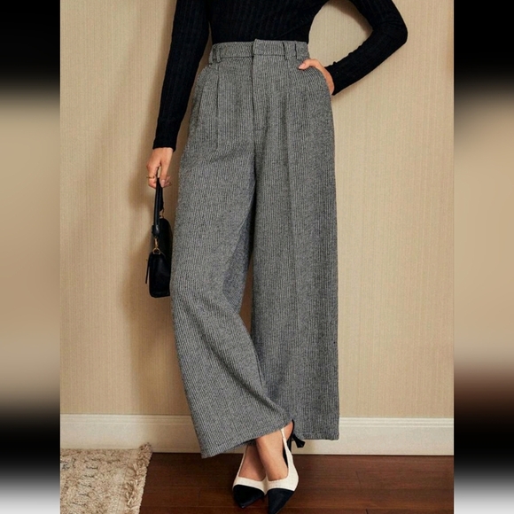 Vintage Elegant Commute/Date Jacquard Stripe Slim-Fit Pants For Women,